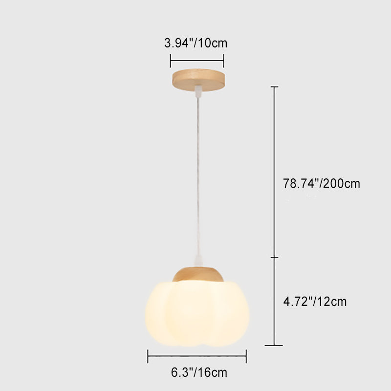 Traditional French Pastoral Kapok Acrylic Shade Wood 1-Light Pendant Light For Bedroom