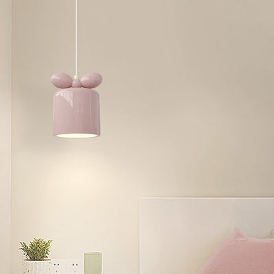 Modern Simplicity Cylinder Bow Metal Resin 1/3/5 Light Pendant Light For Bedroom