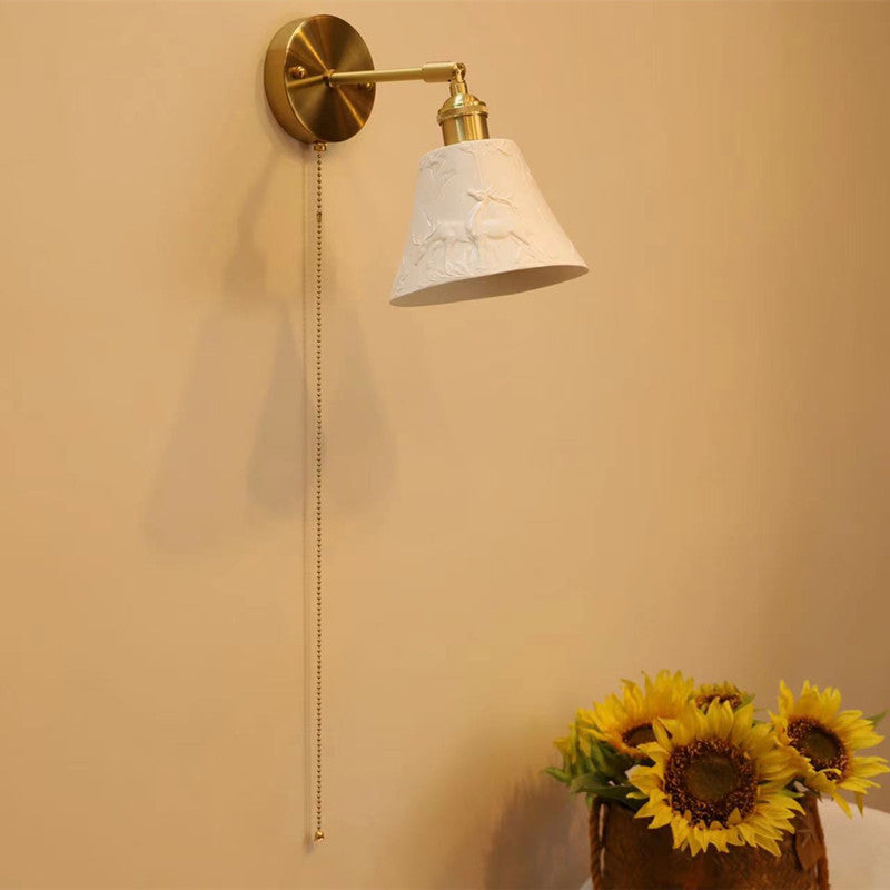 Contemporary Nordic Simplicity Brass Round 1-Light Vanity Light Wall Sconce Lamp For Bedroom