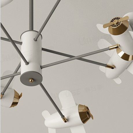 Contemporary Creative Cartoon Airplane Iron LED Chandeliers For Bedroom