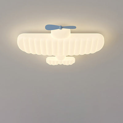 Contemporary Creative Kids Airplane Iron PE LED Flush Mount Ceiling Light For Bedroom