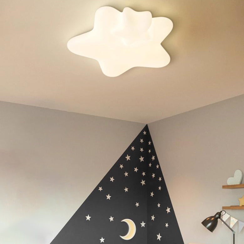 Modern Art Deco Kids PE Iron Star Moon LED Flush Mount Ceiling Light For Bedroom