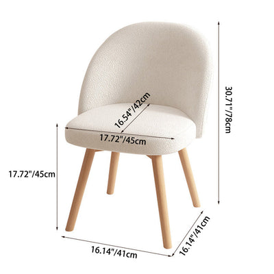 Contemporary Nordic Curved Fabric Upholstered Wood Legs Vanity Stool Backrest For Bedroom