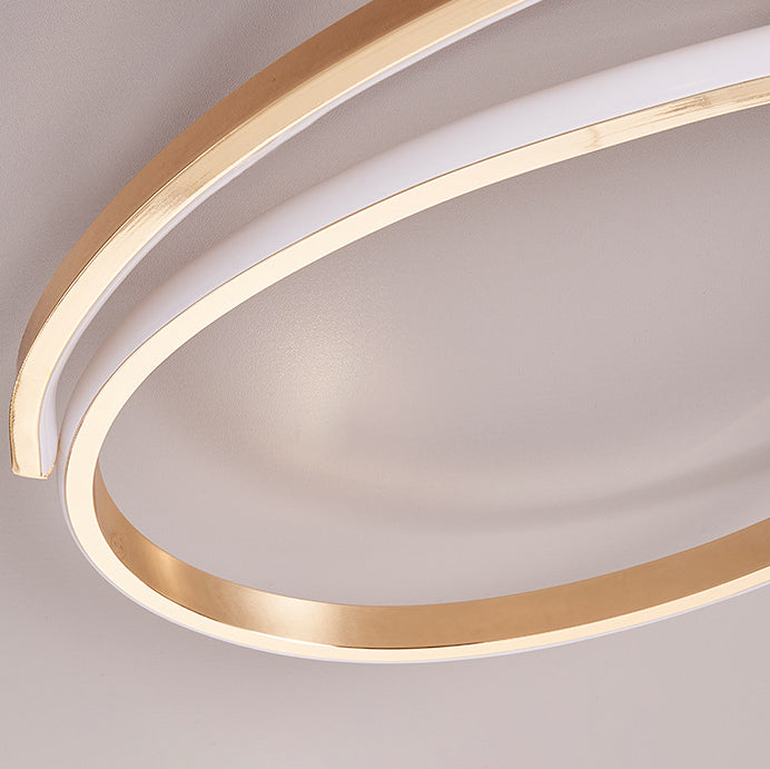 Modern Minimalist Curved Line Iron Aluminum Silicone LED Semi-Flush Mount Ceiling Light For Living Room