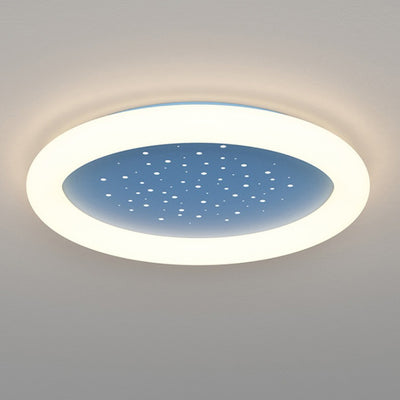 Modern Simplicity Iron Acrylic Round Starry Sky LED Flush Mount Ceiling Light For Bedroom