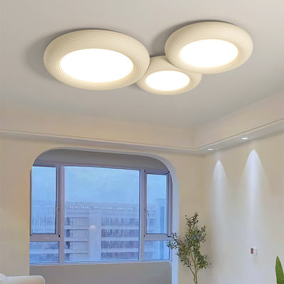 Modern Simplicity Iron Resin Acrylic Round Donut LED Flush Mount Ceiling Light For Living Room