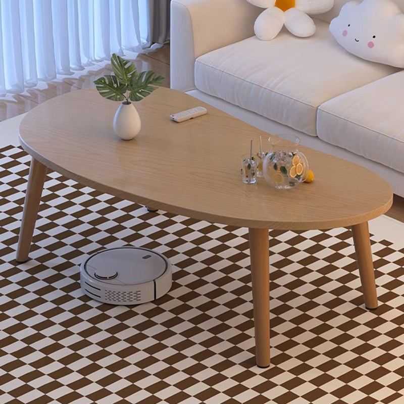 Modern Minimalist Mango Shape Oval Density Plate Wood Coffee Table For Living Room