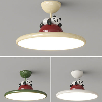 Contemporary Creative Cartoon Panda Elephant Iron Acrylic LED Semi-Flush Mount Ceiling Light For Bedroom