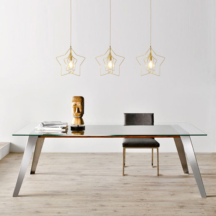 Lustre à suspension à une lumière en fer à trois étoiles scandinave contemporain pour salon 