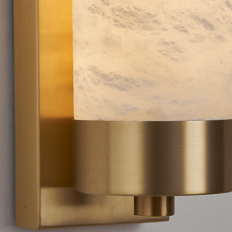 Modern Light Luxury Full Copper Marble Column LED Wall Sconce Lamp