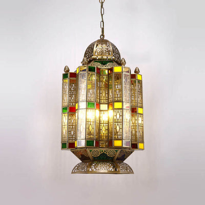 Modern Creative All-Copper Openwork Cage 4-Light Pendant Light