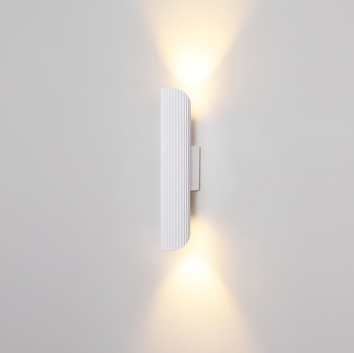 Modern Minimalist Cylinder Stripe Iron Aluminum LED Wall Sconce Lamp For Bedroom