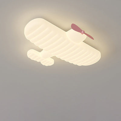 Contemporary Creative Kids Airplane Iron PE LED Flush Mount Ceiling Light For Bedroom