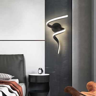 Applique murale LED en spirale créative contemporaine en fer, aluminium et silicone pour salon 