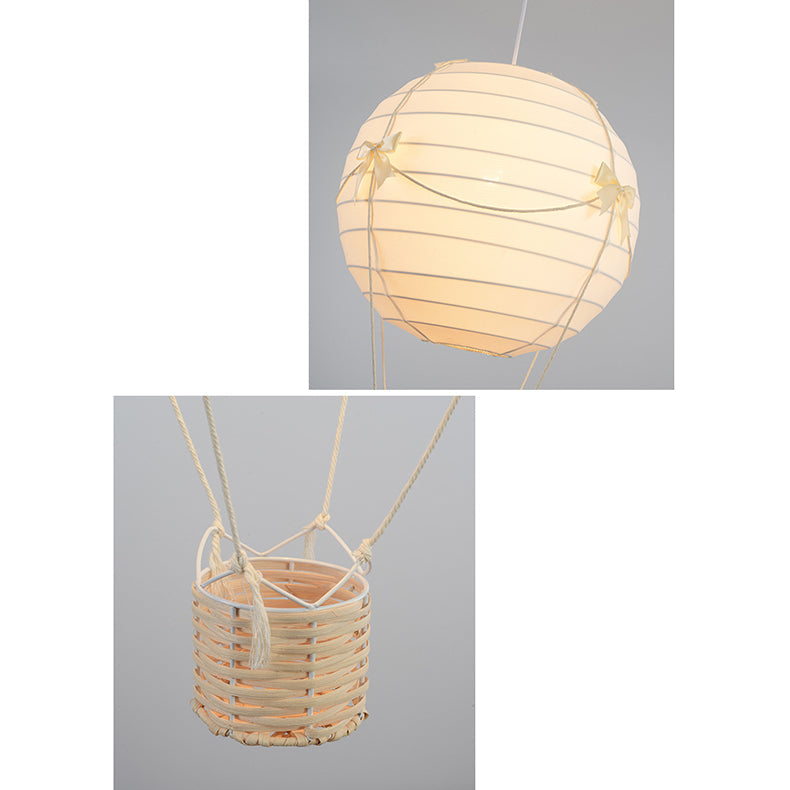 Contemporary Creative Kids Hot Air Balloon Weaving Iron Fabric 1-Light Chandelier For Bedroom