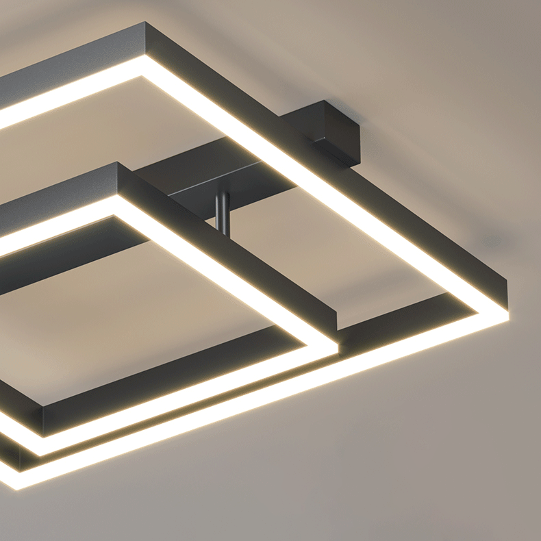 Modern Minimalist Geometric Square Circle Aluminum Line LED Flush Mount Ceiling Light For Living Room