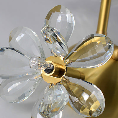 Modern Minimalist Flower Brass Crystal 3/5/6/7 Light Flush Mount Ceiling Light For Living Room