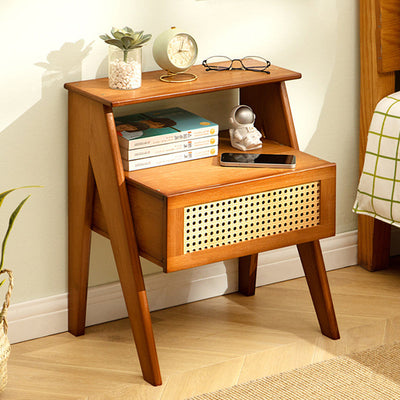 Contemporary Simplicity Rectangular Wood End Table 1-Drawer For Living Room