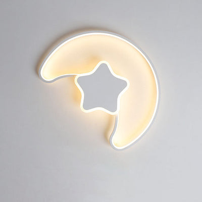 Contemporary Creative Star Moon Acrylic Shade Iron LED Flush Mount Ceiling Light For Living Room