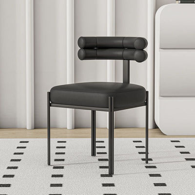 Contemporary Creative Half Arc Square Leather Metal Dining Chair Backrest Armless For Dining Room