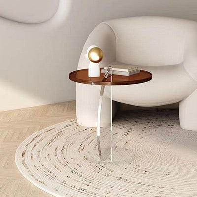 Modern Minimalist Round Semi-circular Plastic Coffee Table For Living Room