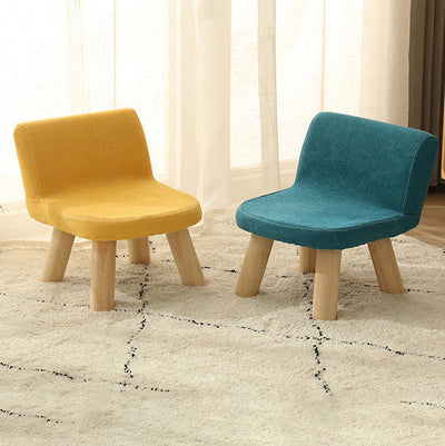 Contemporary Creative Square Cotton Linen Solid Wood Chair Backrest Armless For Living Room