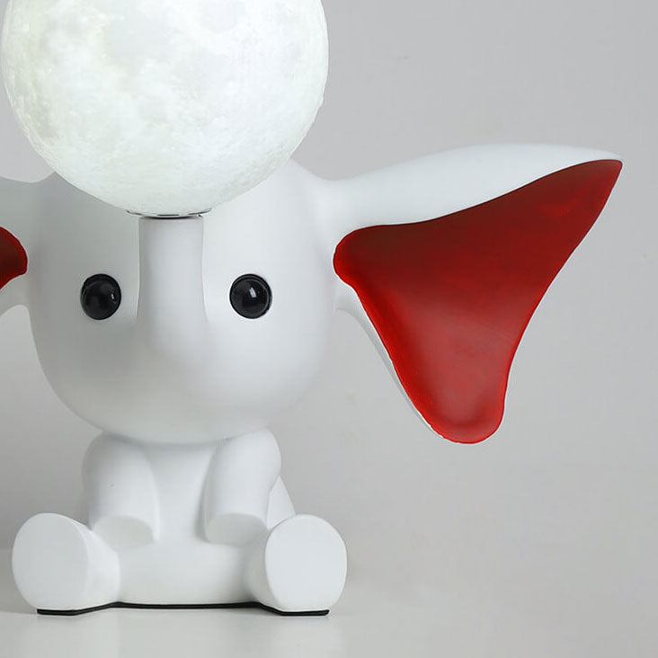 Creative Cartoon Elephant Moon Resin 1-Light Table Lamp