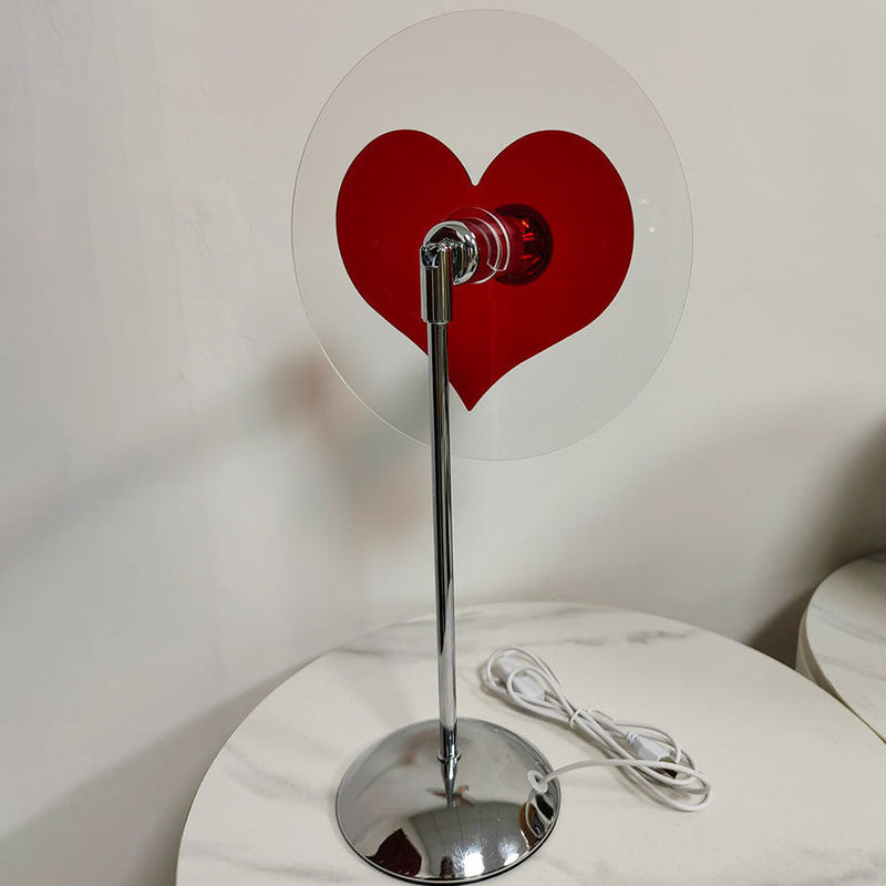 Modern Creative Heart Round Metal Acrylic 1-Light Table Lamp For Bedroom