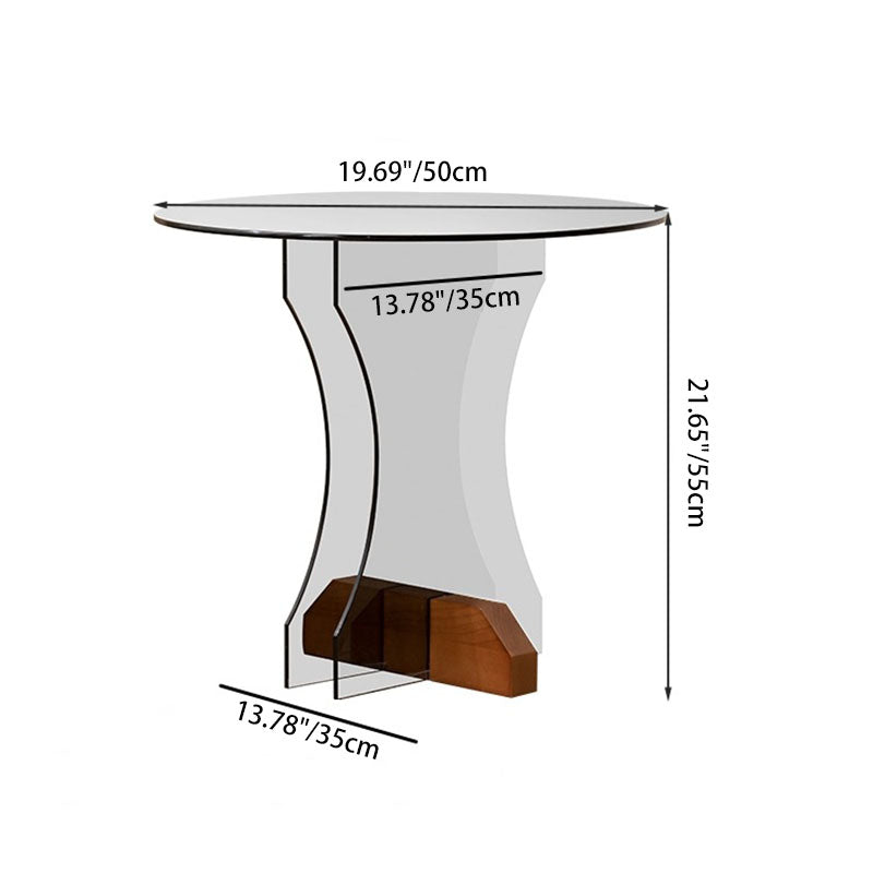 Modern Minimalist Round Glass End Table 1-Tier For Living Room