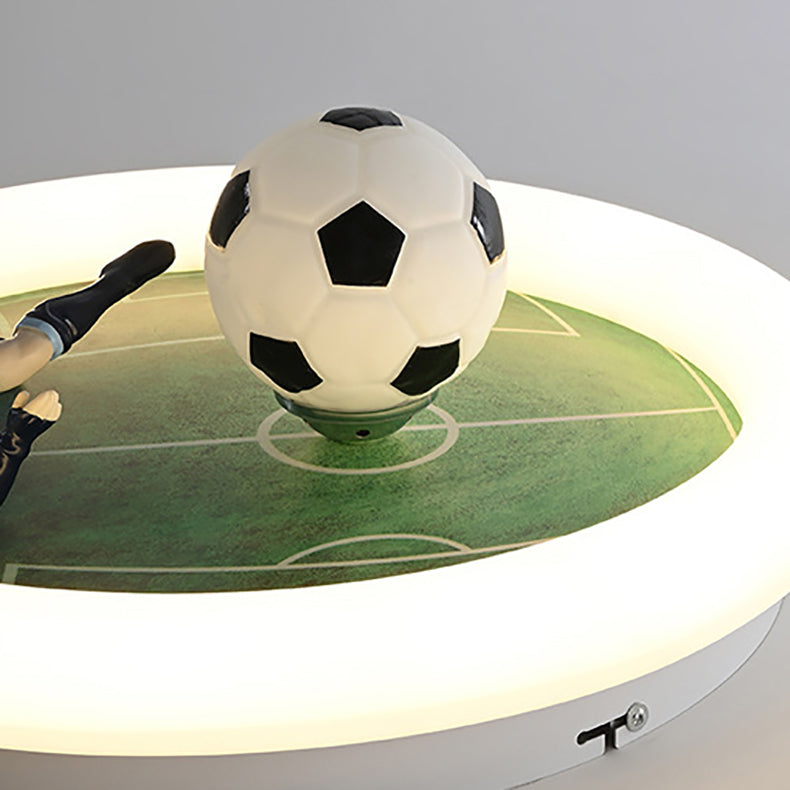 Contemporary Creative Kids Football Iron Acrylic LED Flush Mount Ceiling Light For Bedroom