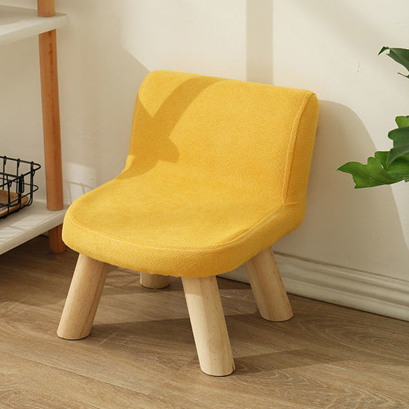 Contemporary Creative Square Cotton Linen Solid Wood Chair Backrest Armless For Living Room