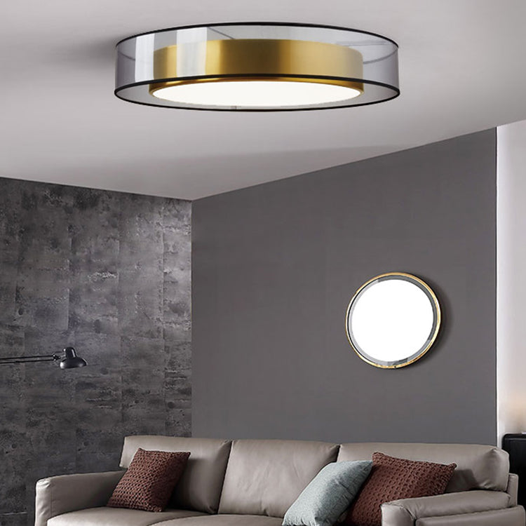 Contemporary Nordic Iron Brass Acrylic Round LED Flush Mount Ceiling Light For Living Room