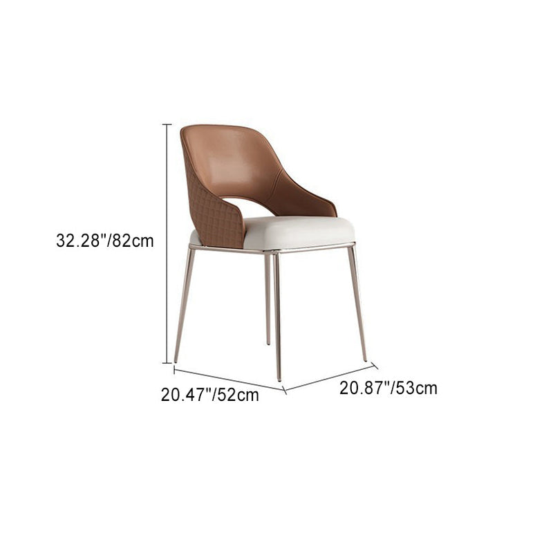 Modern Minimalist Square Stainless Steel Leather Foam Dining Chair Four Legs Backrest For Dining Room