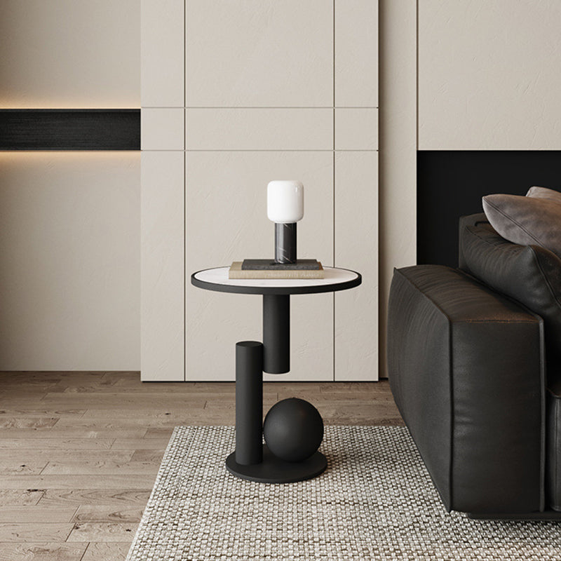 Contemporary Scandinavian Geometric Cylinder Sintered Stone Side Table For Living Room