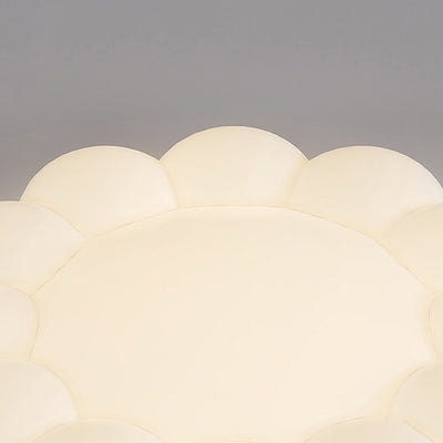 Contemporary Nordic Cream PE Flower LED Flush Mount Ceiling Light For Bedroom