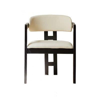 Contemporary Scandinavian Bent Square Leather Wood Dining Chair Backrest Arm For Dining Room