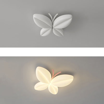 Modern Art Deco Butterfly Design Iron PE LED Flush Mount Ceiling Light For Bedroom