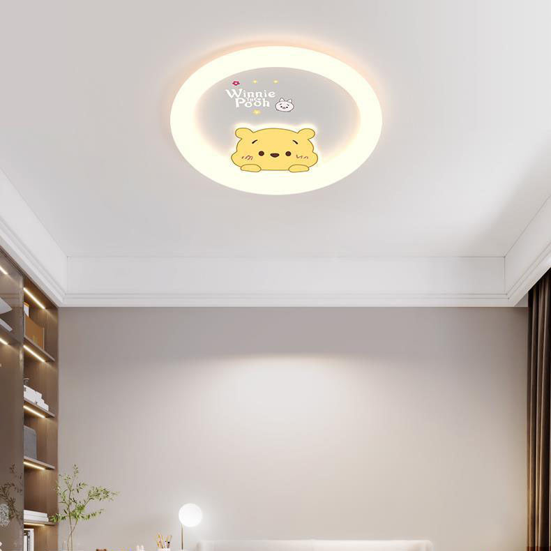 Contemporary Creative Cartoon Animal Duck Acrylic LED Flush Mount Ceiling Light For Bedroom