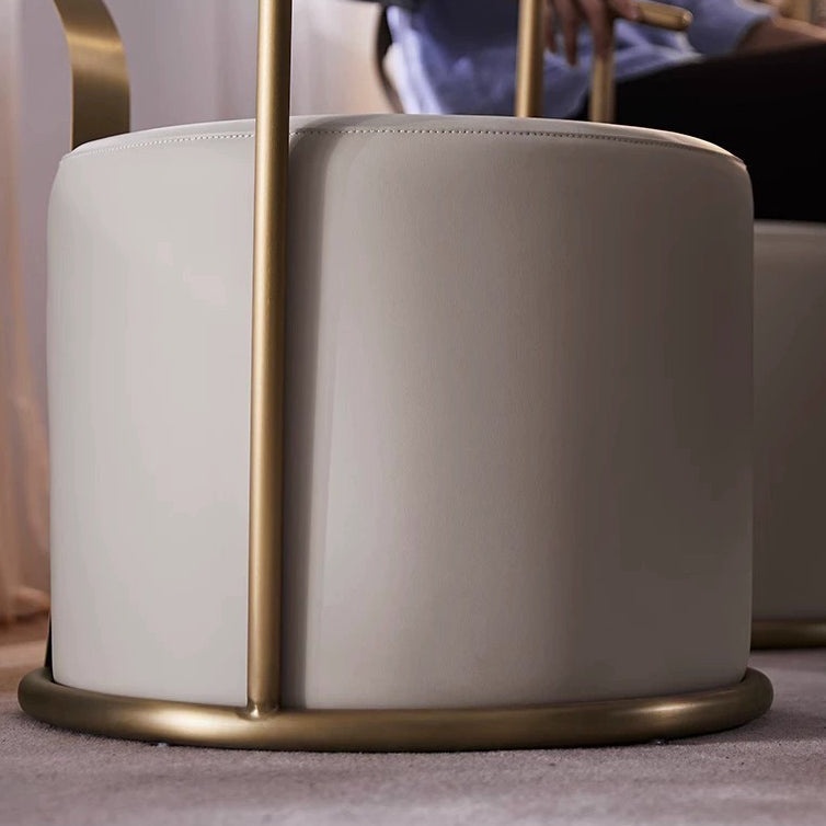 Contemporary Creative Microfiber Leather Metal Cylinder Vanity Stool For Bedroom