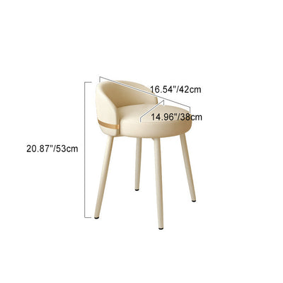 Contemporary Scandinavian Round Leather Swivel Vanity Stool Low Back For Bedroom