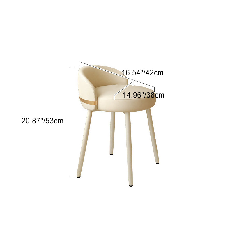 Contemporary Scandinavian Round Leather Swivel Vanity Stool Low Back For Bedroom