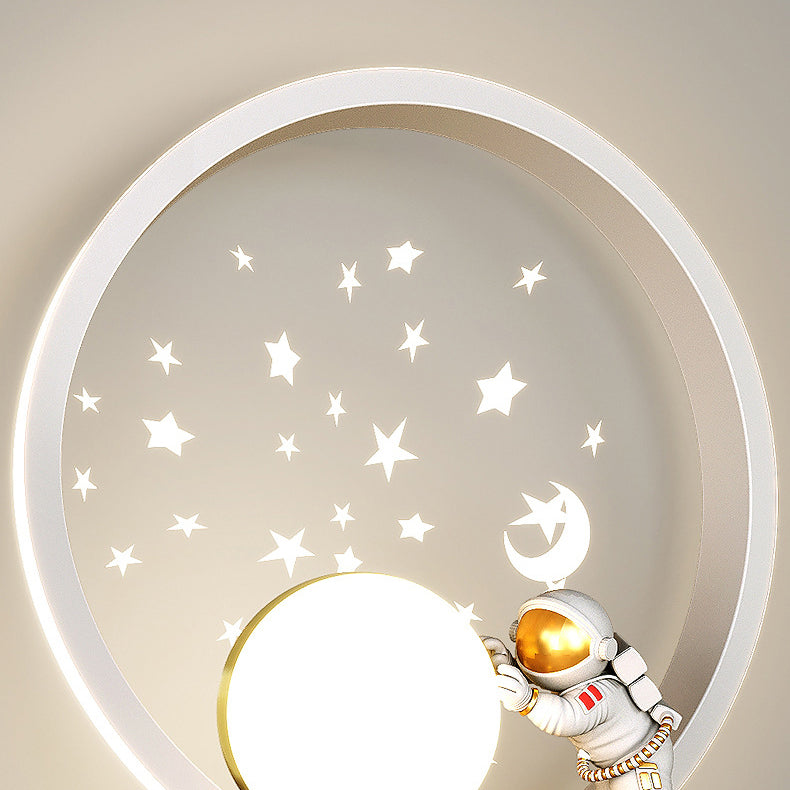 Contemporary Creative Cartoon Astronaut Iron Aluminum LED Wall Sconce Lamp For Bedroom