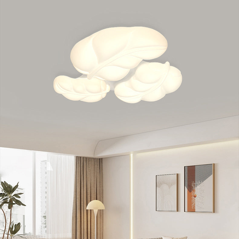 Contemporary Nordic PE Leaves Shade LED Flush Mount Ceiling Light For Bedroom