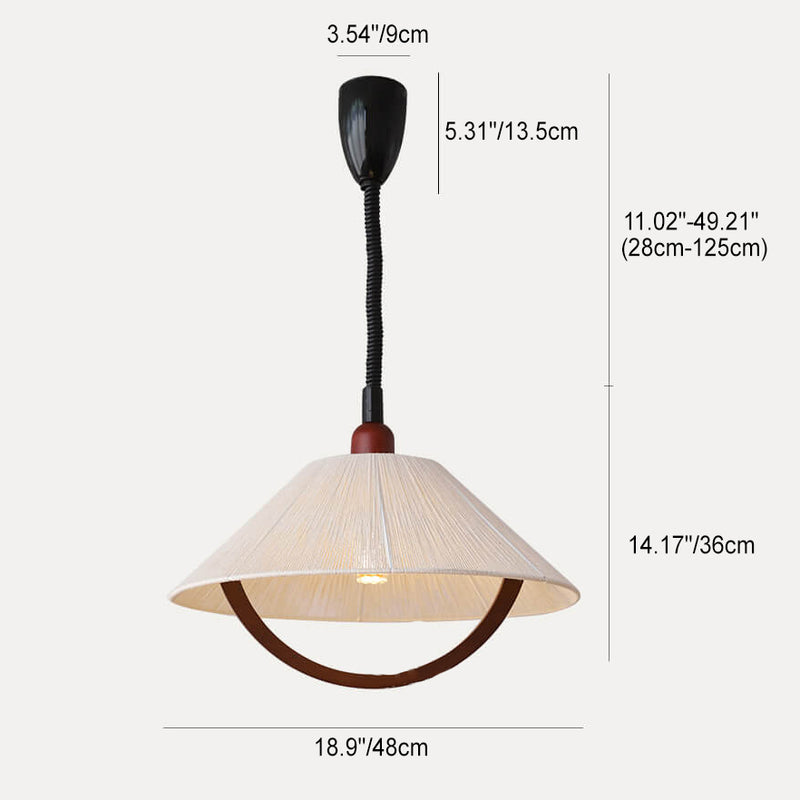 Traditional Japanese Solid Wood Round 1-Light Pendant Light For Living Room