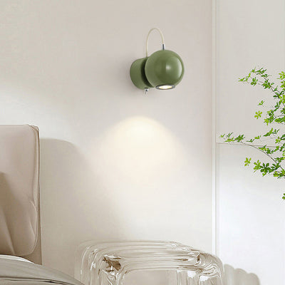 Contemporary Scandinavian Sphere Cylinder Iron LED Wall Sconce Lamp For Bedroom