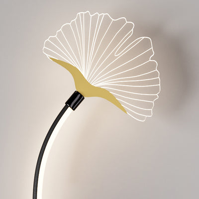 Modern Luxury Iron Aluminum Acrylic Line Ginkgo Leaf LED Wall Sconce Lamp For Bedside