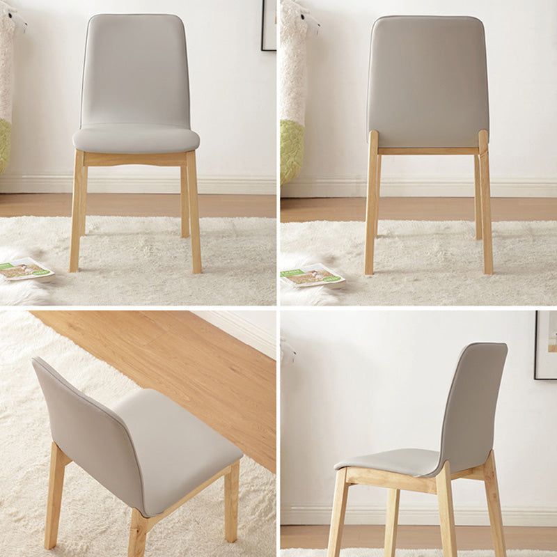 Contemporary Nordic Square Leather Wood Frame Dining Chair Backrest For Dining Room