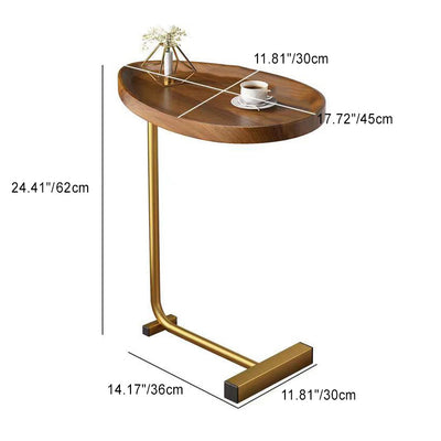 Modern Minimalist Water Drops Oval Density Plate Carbon Steel End Table For Living Room