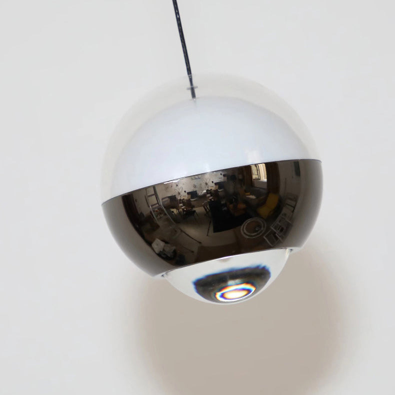 Modern Simplicity Ball Aluminium Acrylic Glass LED Pendant Light Liftable For Bedside