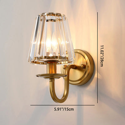 Contemporary Luxury Golden Finish Frame Crystal Shade 1-Light Wall Sconce Lamp For Living Room